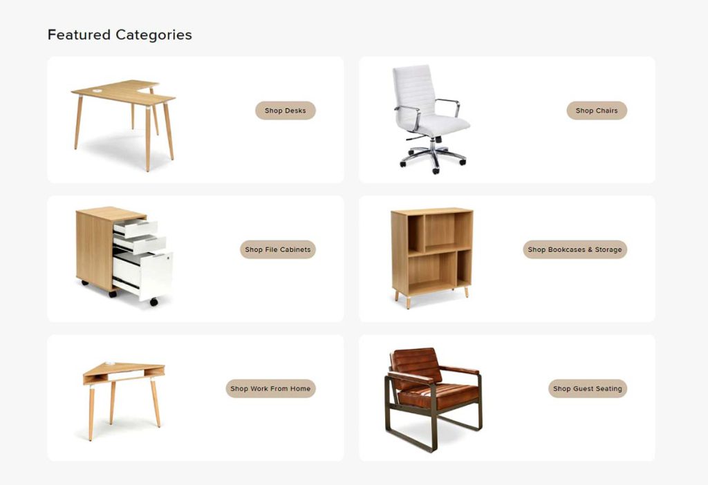 دسته بندی در طراحی سایت مبلمان اداری